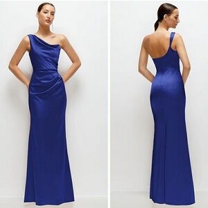 After Six Cobalt Blue Asymmetric Maxi Dress